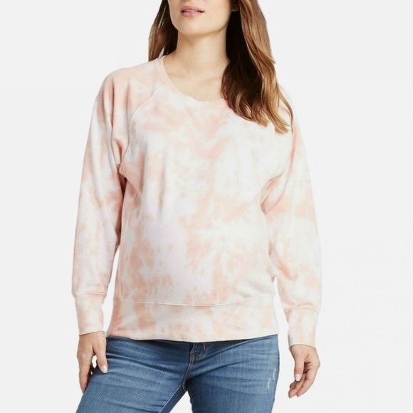 Tie Dye Maternity Pull Over Crewneck Size XXL Pale Pink / White Pregnancy Casual - Picture 1 of 11